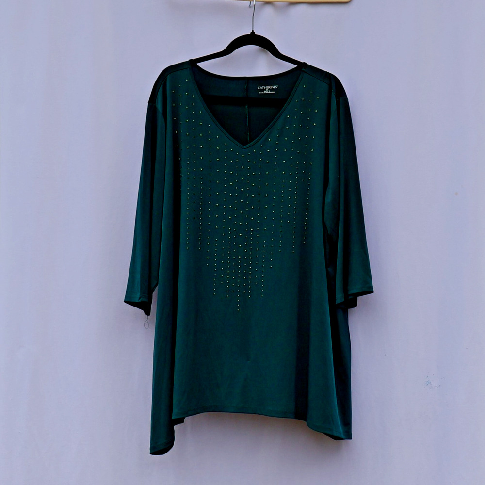 Catherines Teal Blouse with Embellishments